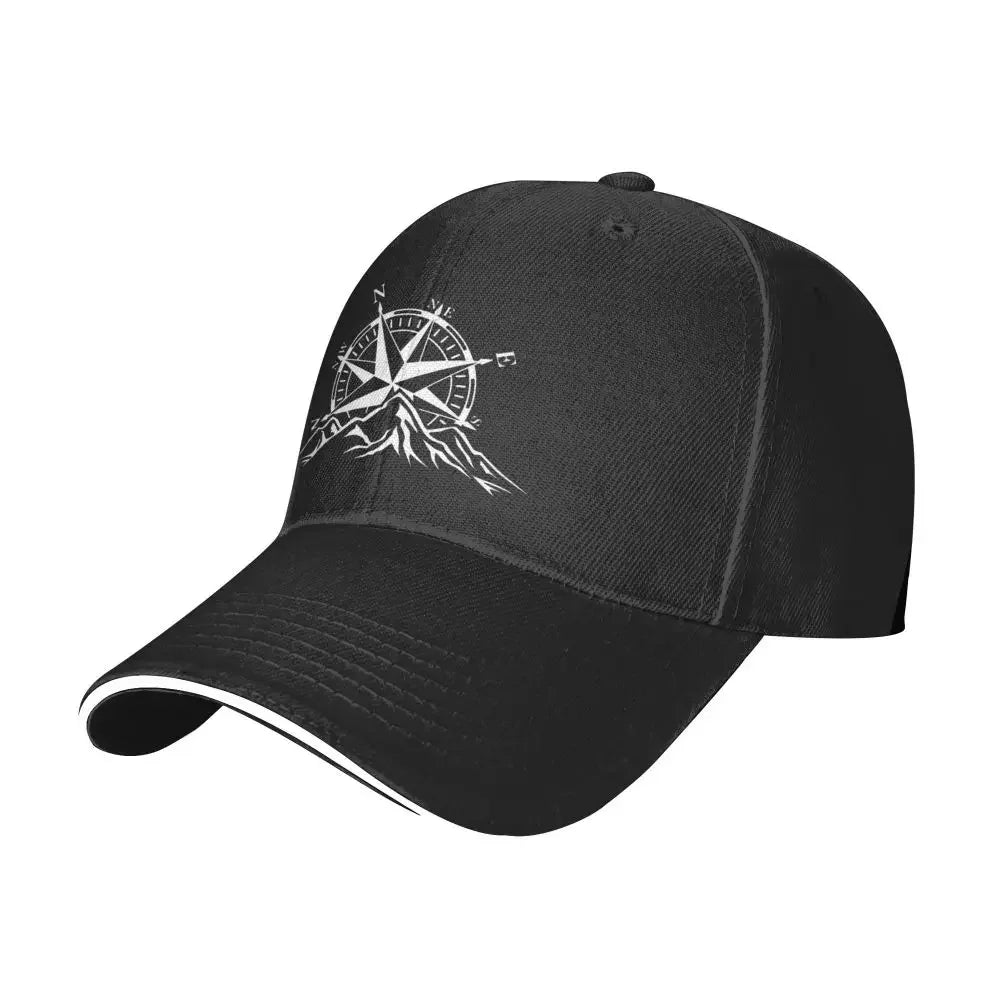 Fashion Compass Rose Mountain Baseball Cap Men Women Breathable Nautical Dad Hat Sports