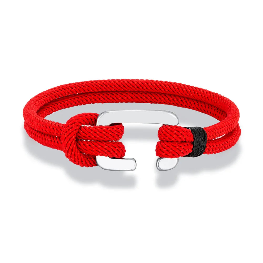 MKENDN Easy Hook Bracelets Men Double strand Nautical Survival Rope Paracord Bracelet Women Stainless Steel Sport Buckle