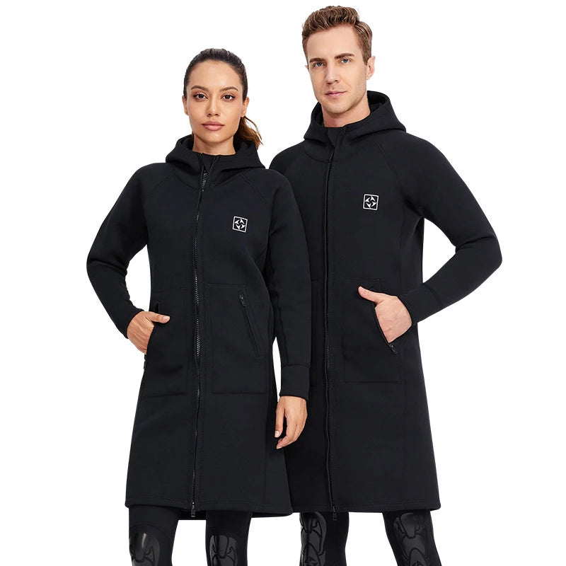 3mm Men's and Women's All-in-one Diving Long Trench Coat Waterproof Cold Proof Sun Proof Hooded Diving Jacket Neoprene Surf