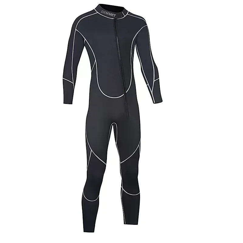 DEMMET 1.5MM Neoprene One-piece Wetsuit Men's Long Sleeves Front Unzipper To Keep Warm And Cold Surf Snorkeling Kayak