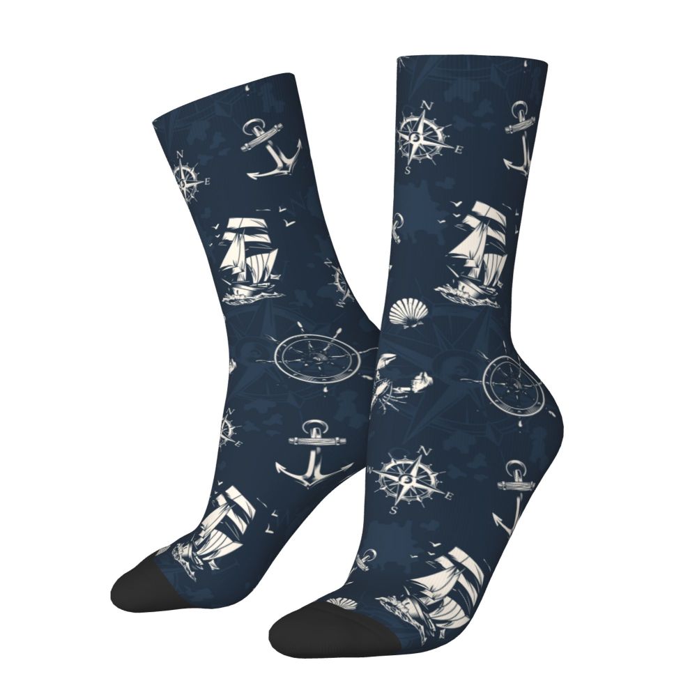 Cool Work Like A Captain Party Like A Pirate Socks Men Women Warm 3D Printed Nautical Skull Sailor Sports Basketball Socks