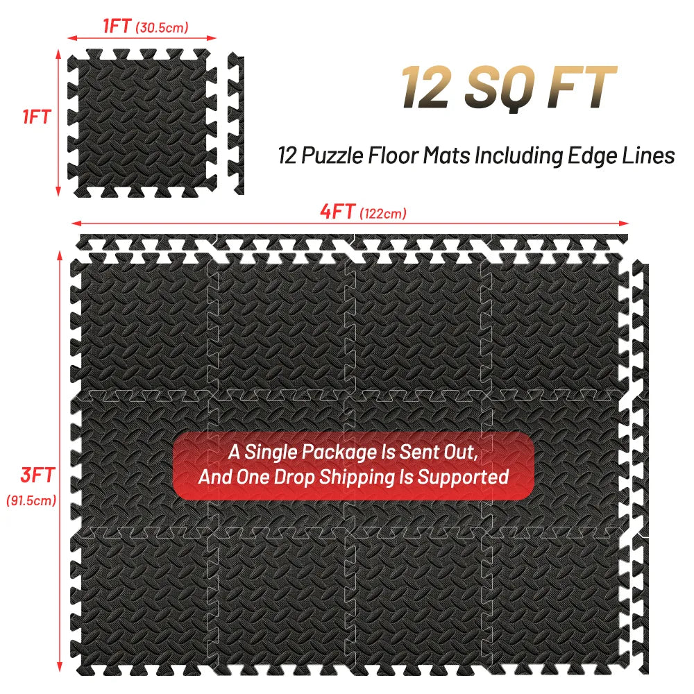 4~24Pcs Puzzle Fitness Mat, Eva Interlocking Foam Floor Tiles for Home Gym, Home Gym Equipment Mat, Non-Slip Floor Mat for Kids