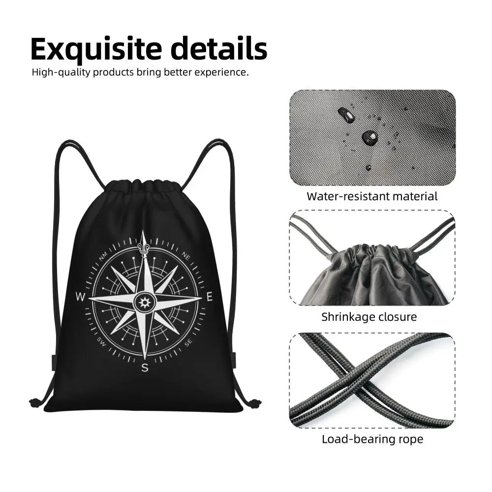 Custom Nautical Navy Anchor Pattern Drawstring Bags Women Men Lightweight Sailing Sailor Sports Gym Storage Backpack