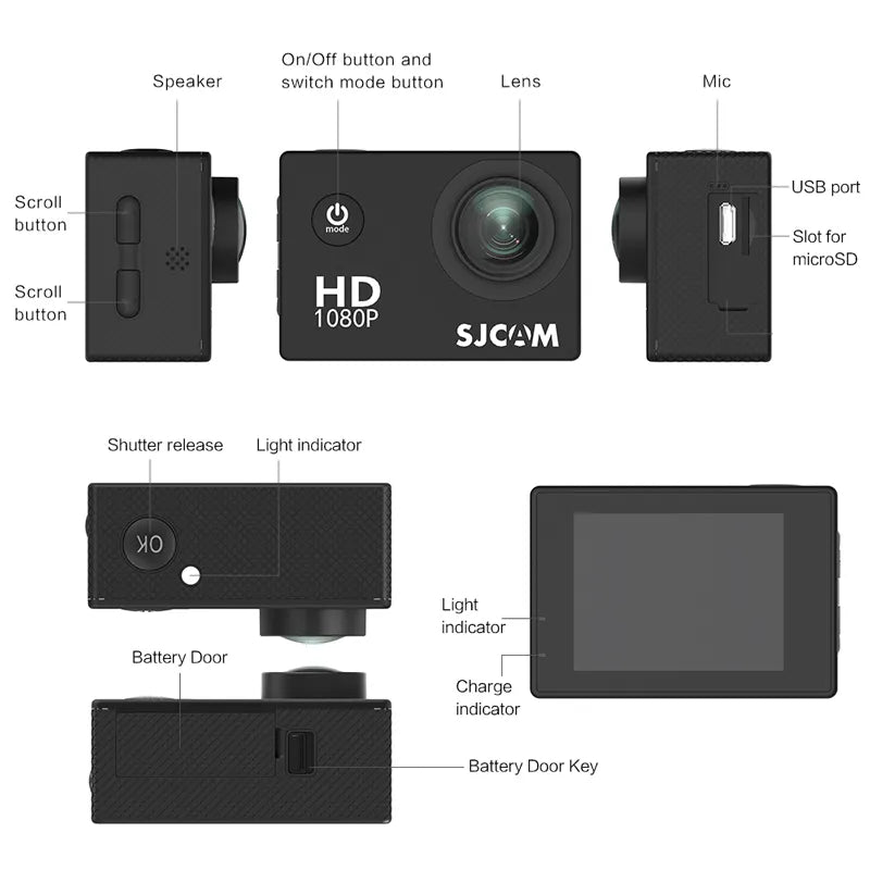 Original SJCAM SJ4000 Full HD 1080P Extreme Sport DV Action Camera Mergulho 30M Câmera subaquática à prova d'água