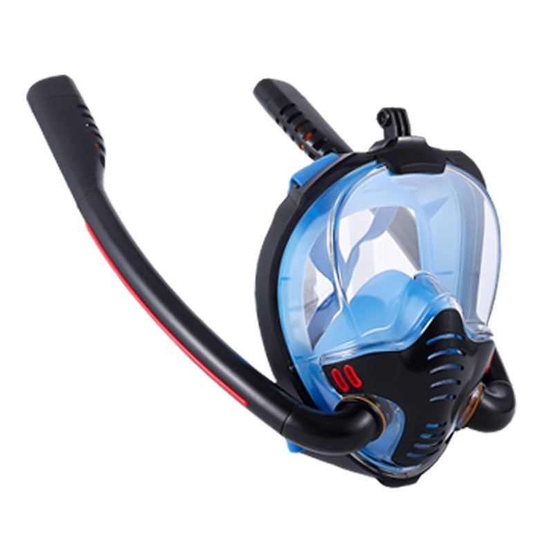 Adult Double-Tube Diving Mask Suit Swimming Full-Dry Silicone Diving Mask Diving Children'S Single-Tube Diving Breathing Mask