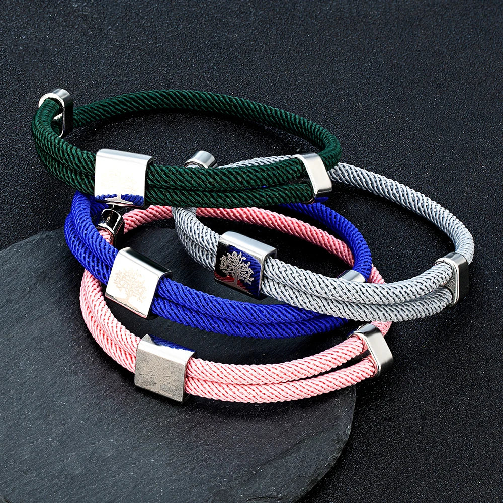 MKENDN Simple Style Men Rope Bracelet Adjustable Outdoor Sports Nautical Bracelet The Tree of Life Gift For Him Her