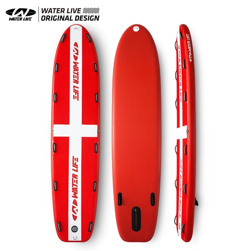 Waterlive resgate paddle board 12 x x 32 "x 6" prancha de surf de resgate de água vermelha 12.2kg prancha de inflação de sobrevivência profissional