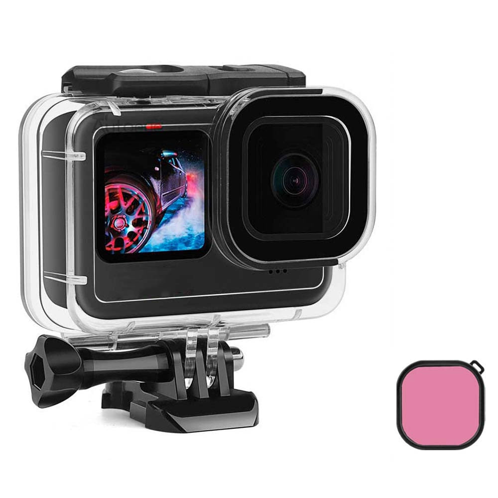 Capa à prova d'água para gopro hero 11 10 9, acessórios pretos 60m, capa protetora para mergulho subaquático, go pro 10 9, câmera