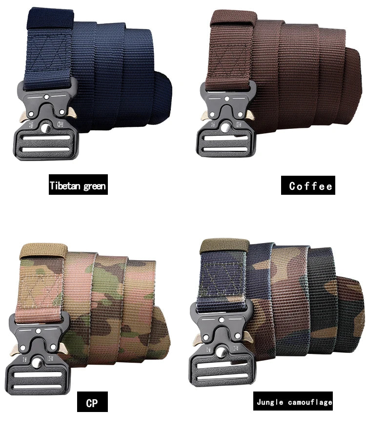 Men's Outdoor Hunting Metal Tactical Belt Alloy Buckle Nautical Canvas Premium Unisex Nylon Sports Belt