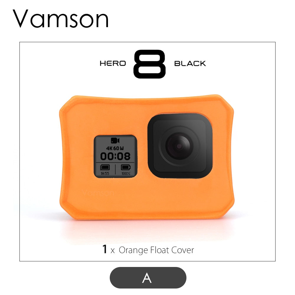 Vamson Orange Floaty Case for GoPro Hero 11 10 9 Black 8 Camera Accessories Diving Floating Protective Cover for Go Pro 10 9 8