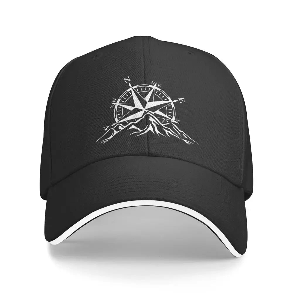 Fashion Compass Rose Mountain Baseball Cap Men Women Breathable Nautical Dad Hat Sports