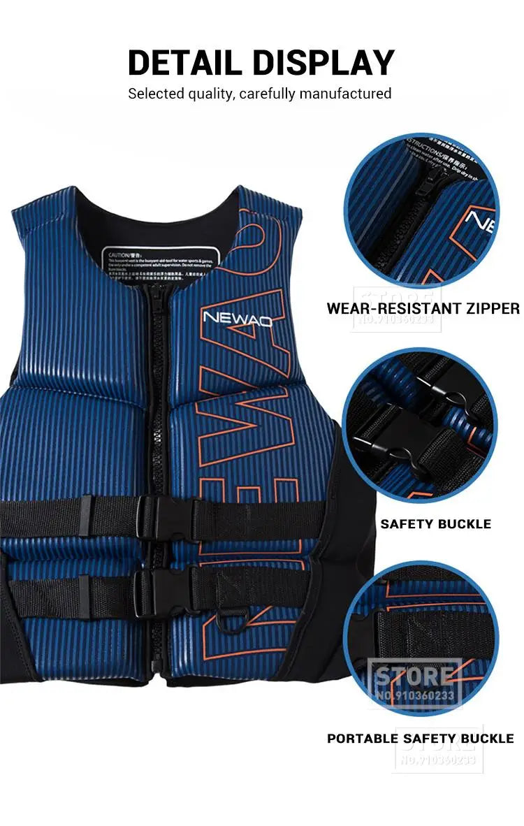 Life Jacket Kayak Adults Life Vest Surf Vest Jet Ski Motorboats Wakeboard Raft Rescue Boat Vest Swimming Fishing Drift Clothing