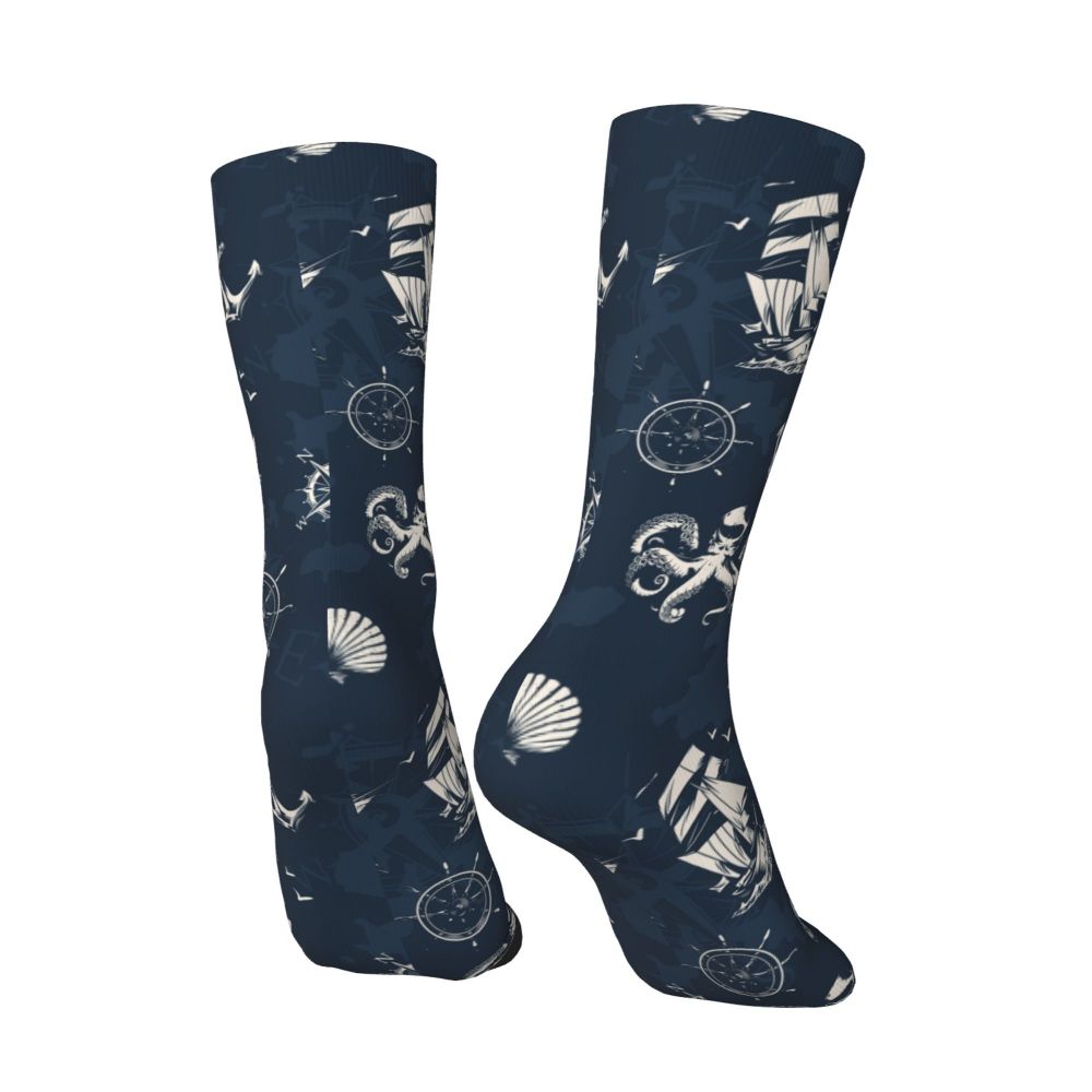 Cool Work Like A Captain Party Like A Pirate Socks Men Women Warm 3D Printed Nautical Skull Sailor Sports Basketball Socks