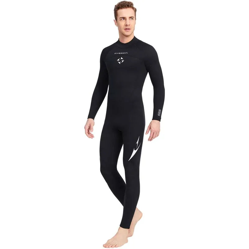 3mm Neoprene Black Splicing Wetsuit Men's Women's Long Back Zipper Surf One-piece Swimming Couple Suit Underwater Warm Suit