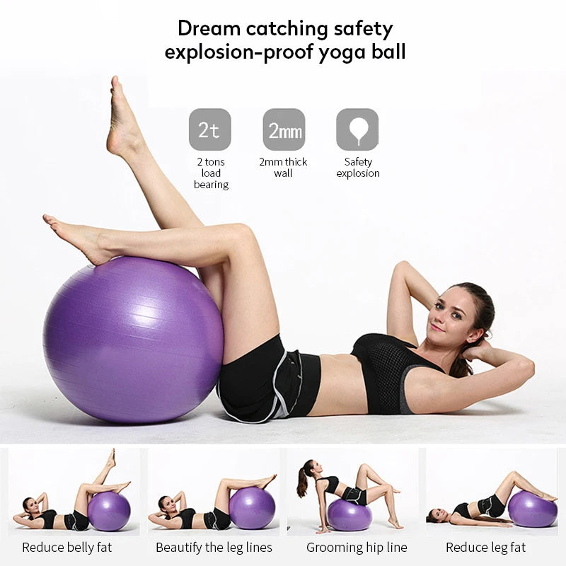 PVC Fitness Balls Yoga Ball Thickened Explosion-proof Exercise Home Gym Pilates Equipment Balance Ball 45cm/55cm/65cm/75cm