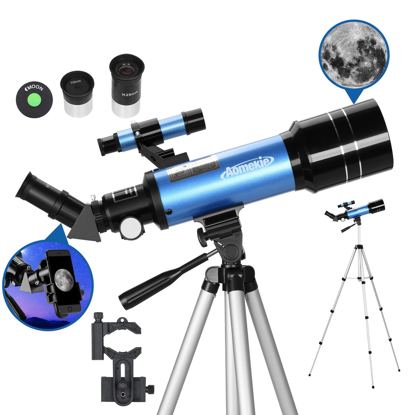 F40070M Telescópio Astronômico Monocular Com Tripé Refrator Spyglass Zoom Alta Potência Poderoso Para Espaço Astronômico