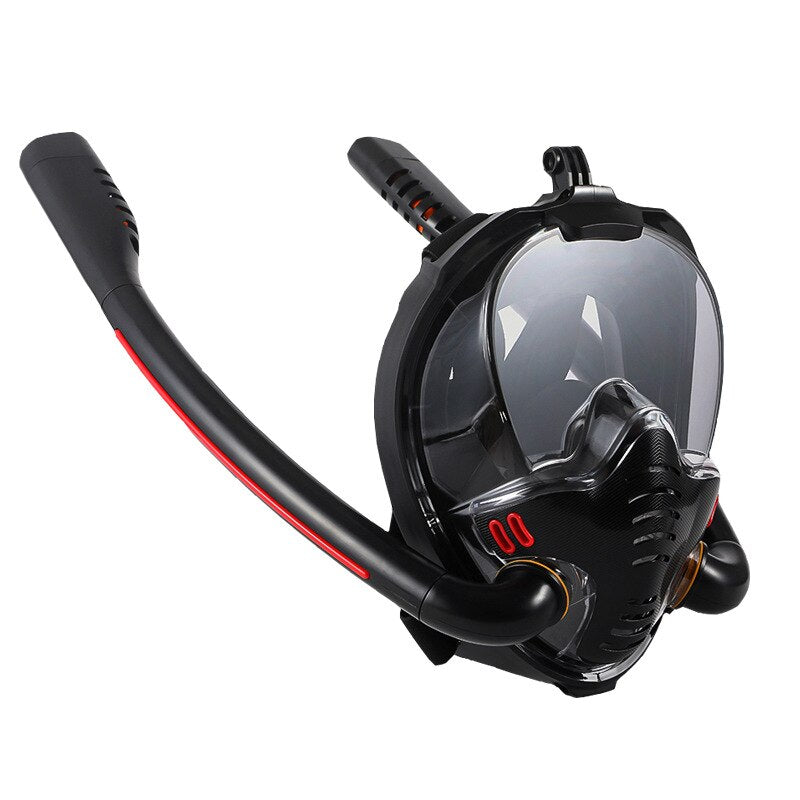 Adult Double-Tube Diving Mask Suit Swimming Full-Dry Silicone Diving Mask Diving Children'S Single-Tube Diving Breathing Mask