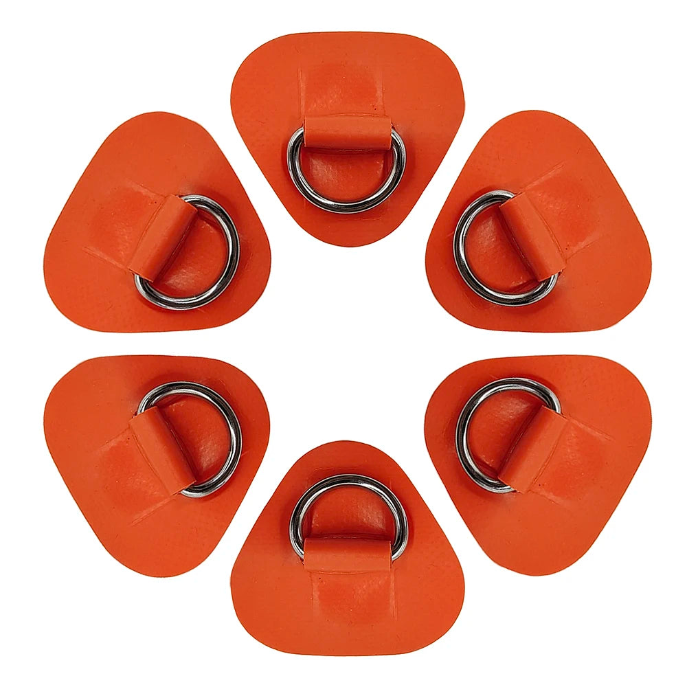 6Pcs Surfboard Dinghy Boat PVC Patch With Stainless Steel 316 D Ring Deck Rigging Sup Round Ring Pad