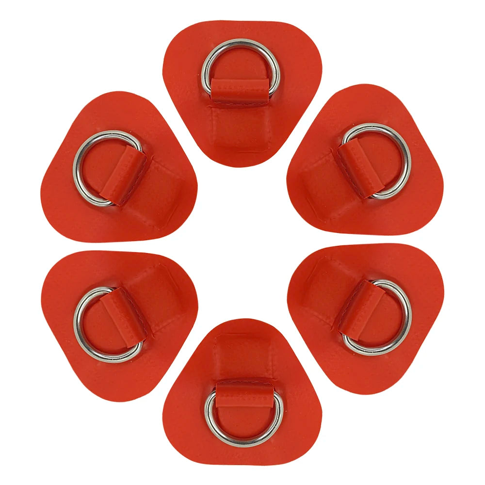 6Pcs Surfboard Dinghy Boat PVC Patch With Stainless Steel 316 D Ring Deck Rigging Sup Round Ring Pad