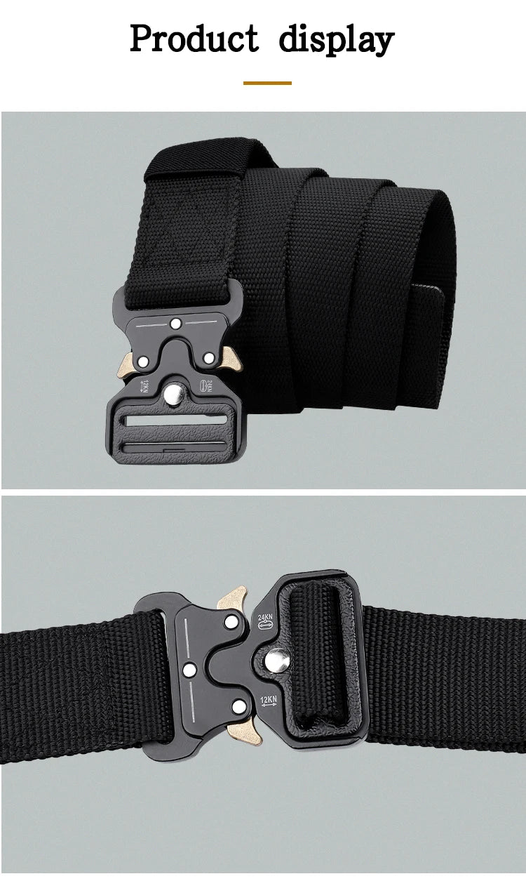 Men's Outdoor Hunting Metal Tactical Belt Alloy Buckle Nautical Canvas Premium Unisex Nylon Sports Belt