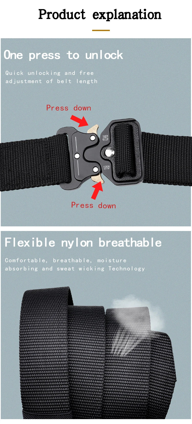 Men's Outdoor Hunting Metal Tactical Belt Alloy Buckle Nautical Canvas Premium Unisex Nylon Sports Belt