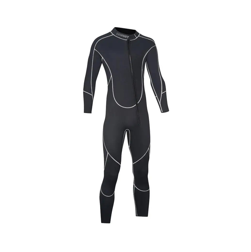 DEMMET 1.5MM Neoprene One-piece Wetsuit Men's Long Sleeves Front Unzipper To Keep Warm And Cold Surf Snorkeling Kayak