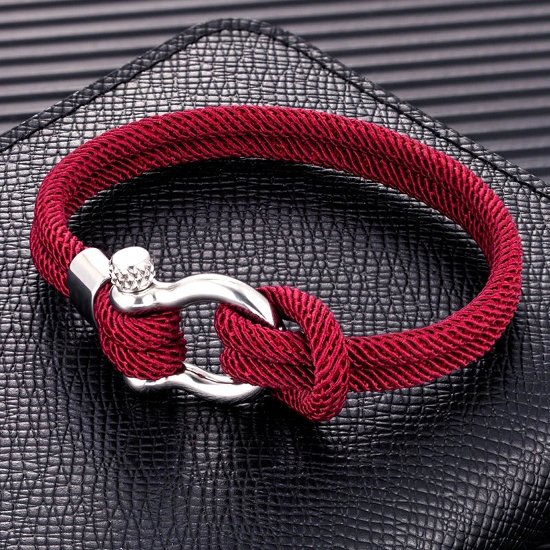 MKENDN Minimalist Nautical Rope Bracelets With Bolt Clasp Men Double strand Survival Bracelet Women Stainless Steel Sport Buckle