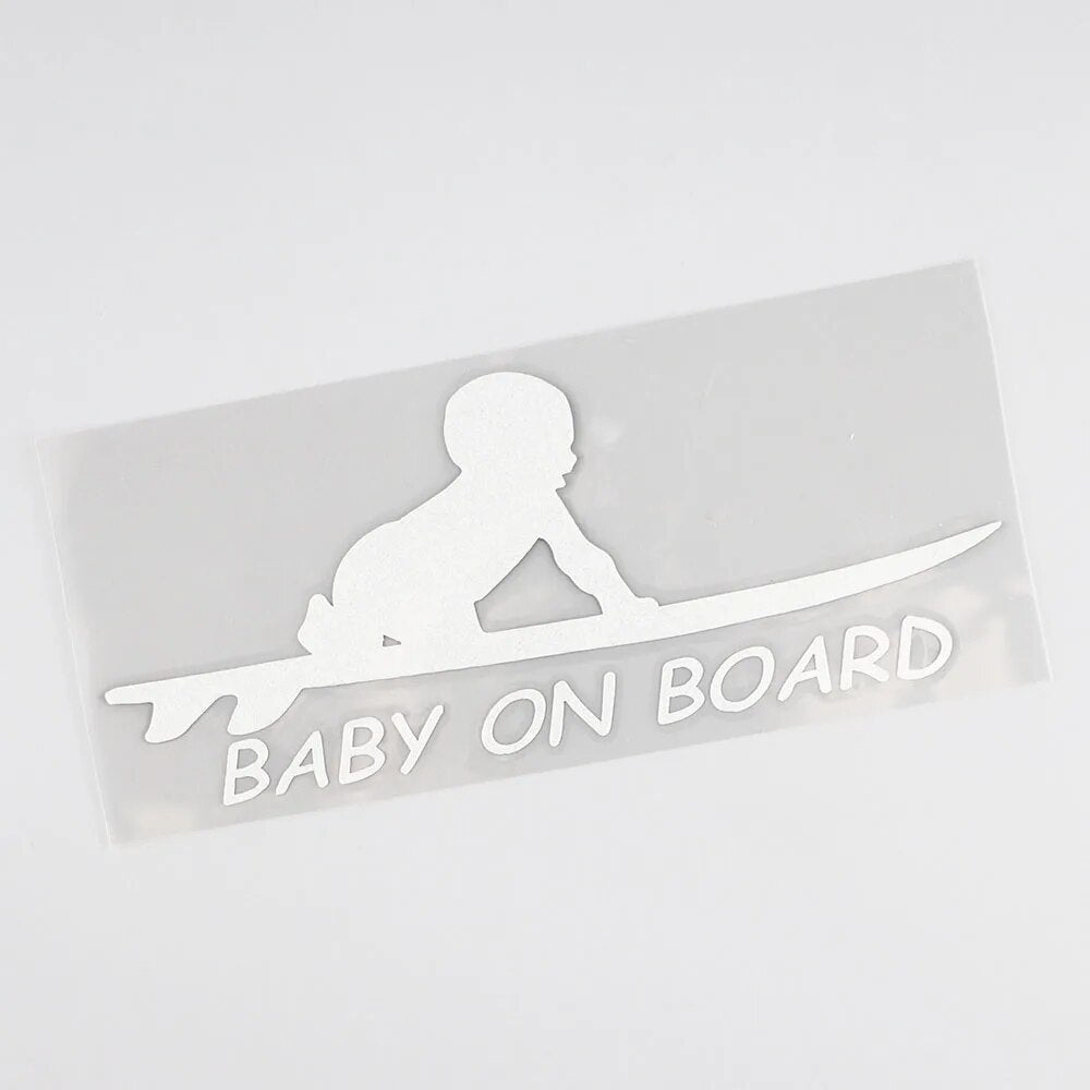 YJZT Baby On Board Surf Surfing Surfboard Car Truck Window Funny Vinyl Decal Stickers C1-4012