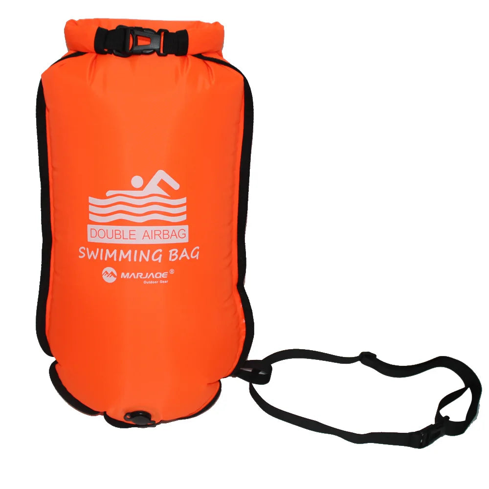 20L Inflatable Open Swimming Buoy Tow Float Dry Bag Double Air Bag with Waist Belt for Swimming Water Sport Storage Safety bag