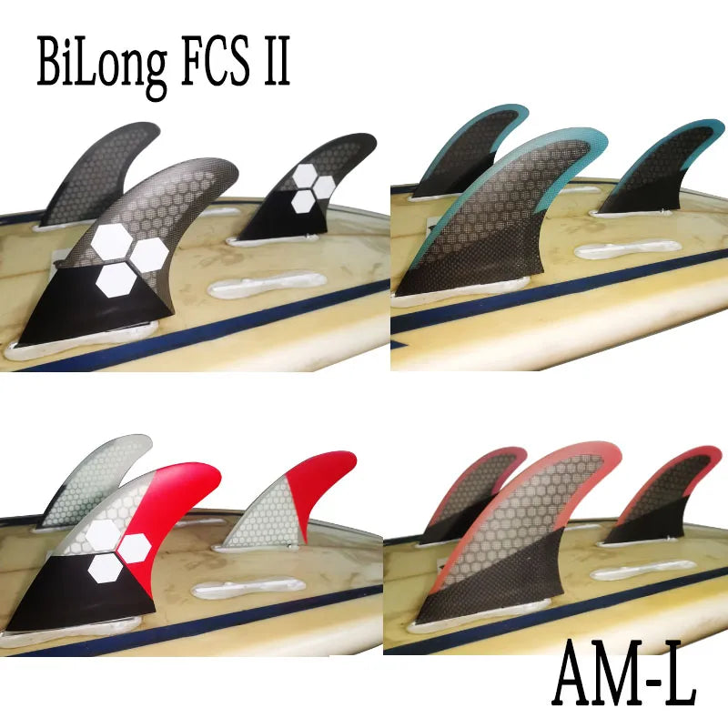 BiLong FCS II Barbatanas -AM Modelo de propulsor de prancha de surf grande Performance Core Fiberglass Honeycomb Surf Fin Quilhas Tri Fins