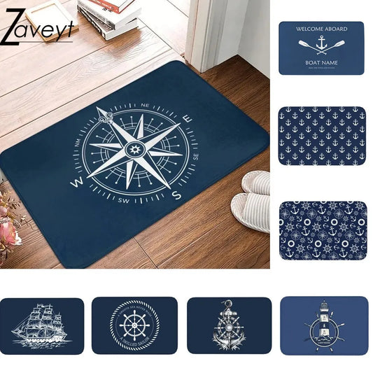 40x60cm Vintage Nautical Compass Doormat Mat Anti-Slip Captain Anchor Boat Bathroom Kitchen Balcony Rug Carpet Entrance Footpad