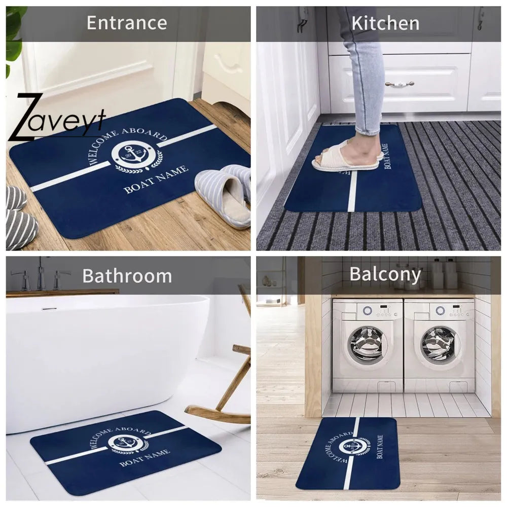 40x60cm Vintage Nautical Compass Doormat Mat Anti-Slip Captain Anchor Boat Bathroom Kitchen Balcony Rug Carpet Entrance Footpad