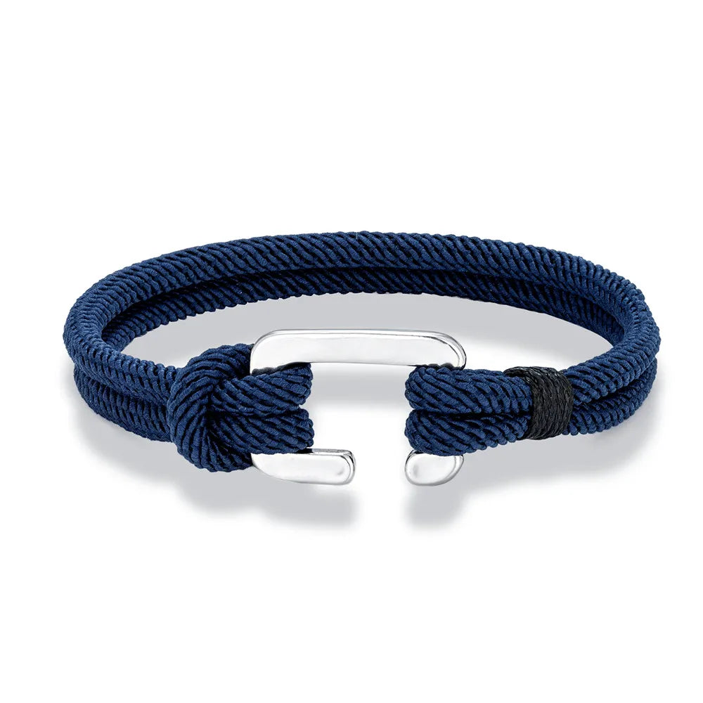 MKENDN Easy Hook Bracelets Men Double strand Nautical Survival Rope Paracord Bracelet Women Stainless Steel Sport Buckle