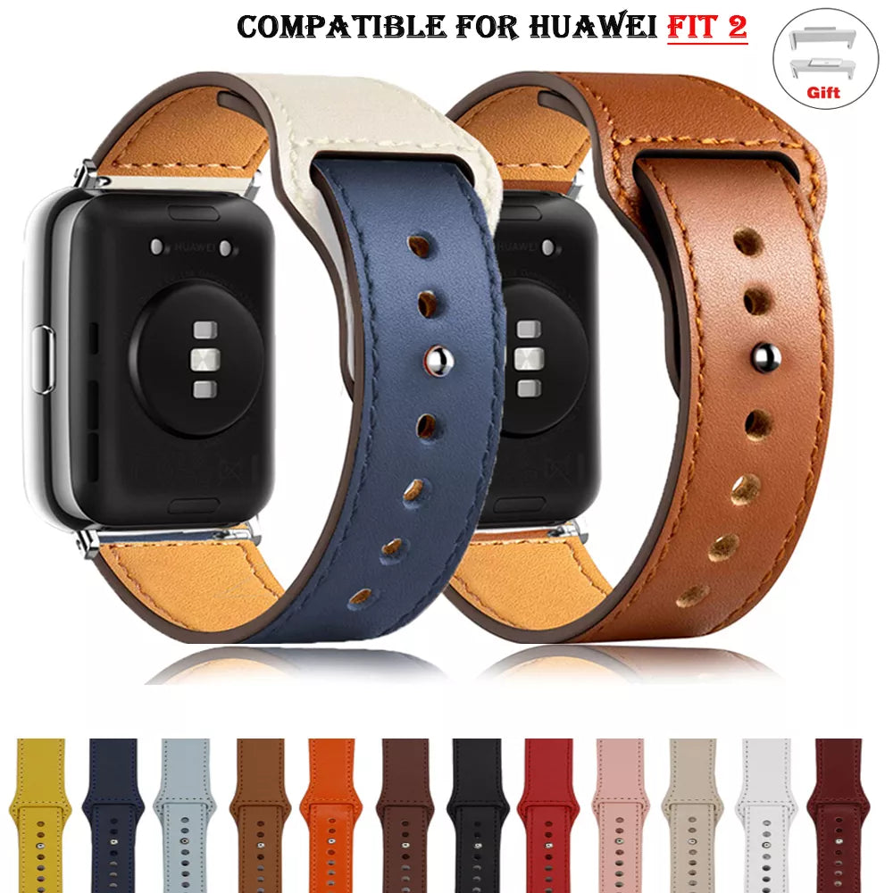 Pulseira de couro para huawei watch fit 2, pulseira esportiva de substituição, pulseira retro loop fit2, acessórios de pulseira