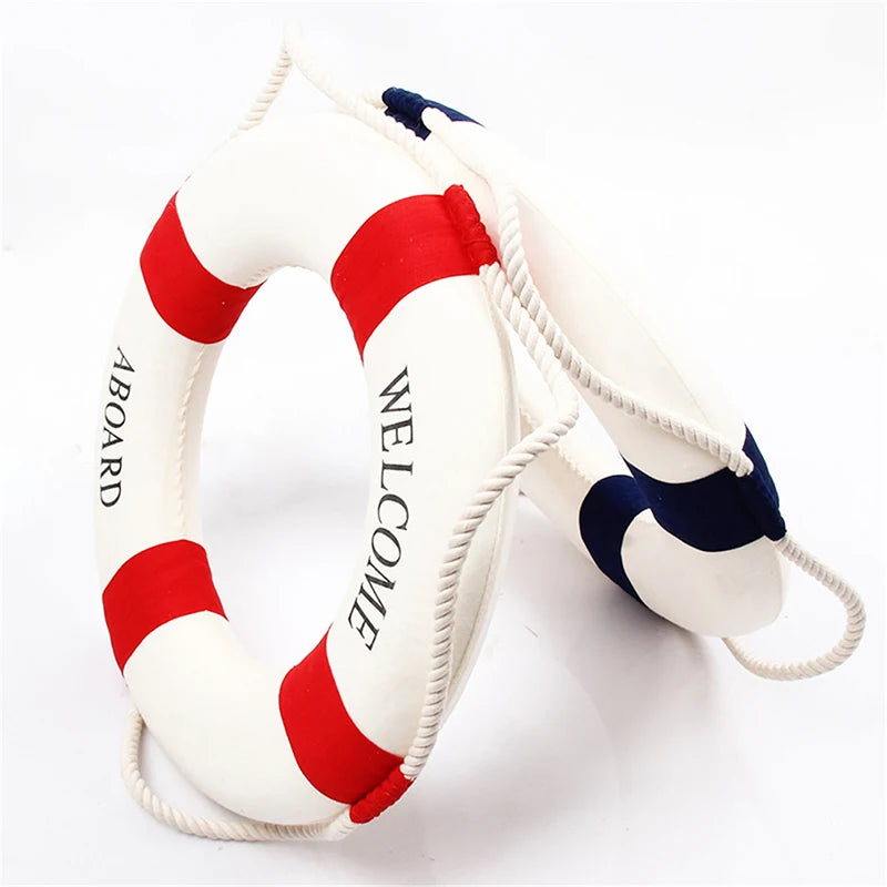 Nautical Style Welcome Decorative Red Blue Life Buoy Home Marine Beach Wall Decoration Life Buoy Crafts Living Room Decoration