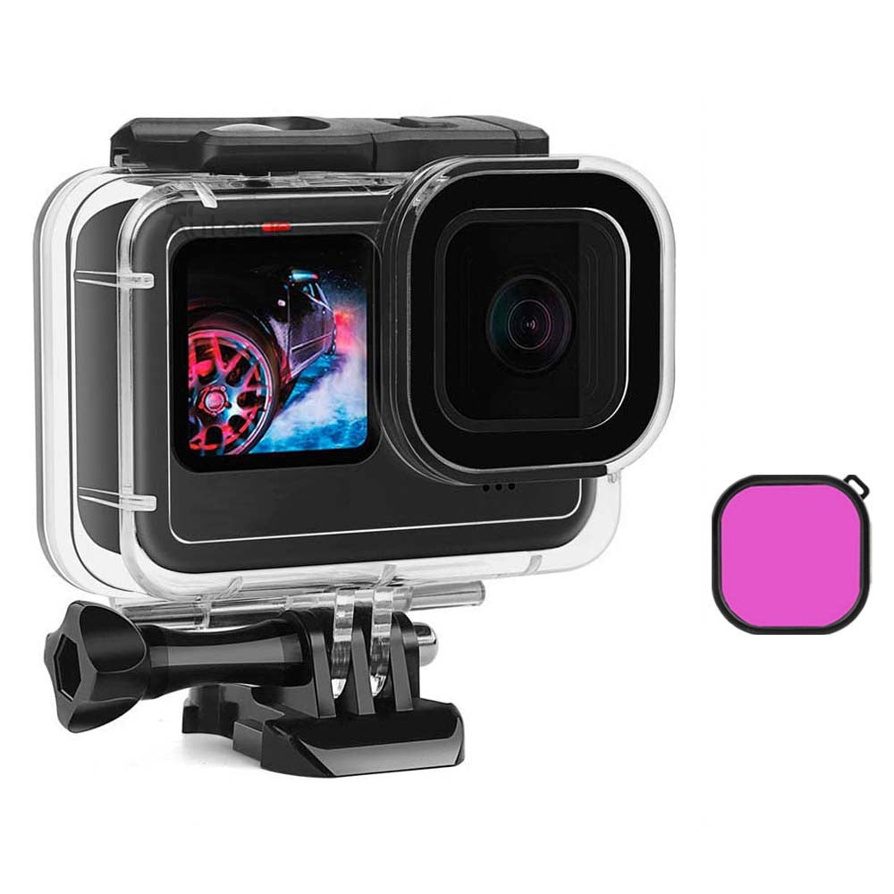 Capa à prova d'água para gopro hero 11 10 9, acessórios pretos 60m, capa protetora para mergulho subaquático, go pro 10 9, câmera