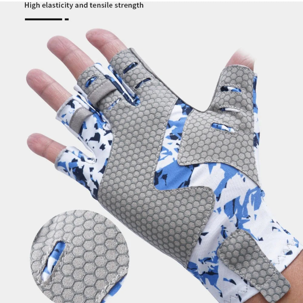 Fishing Gloves Summer Sunscreen Gloves for Sea Fishing Nautical Sport Breathable Half Finger Fishing Gloves