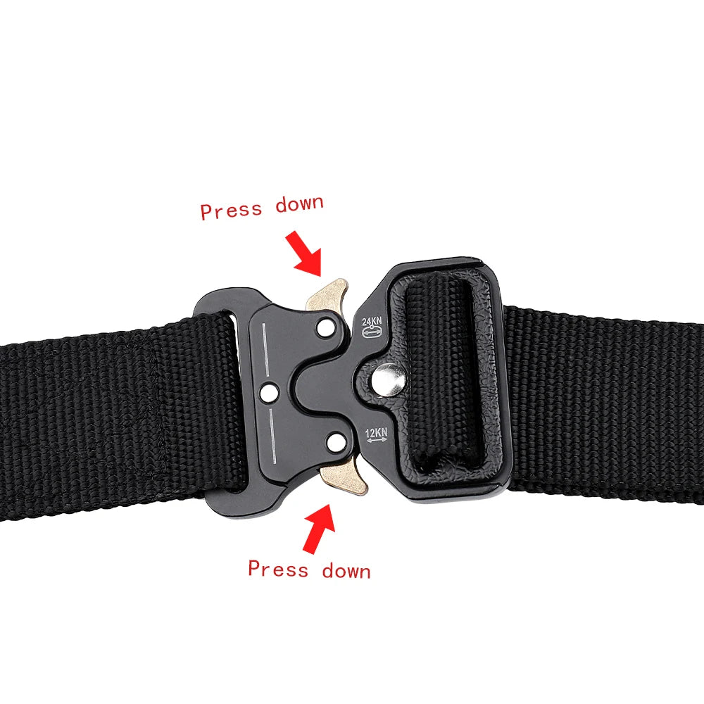 Men's Outdoor Hunting Metal Tactical Belt Alloy Buckle Nautical Canvas Premium Unisex Nylon Sports Belt