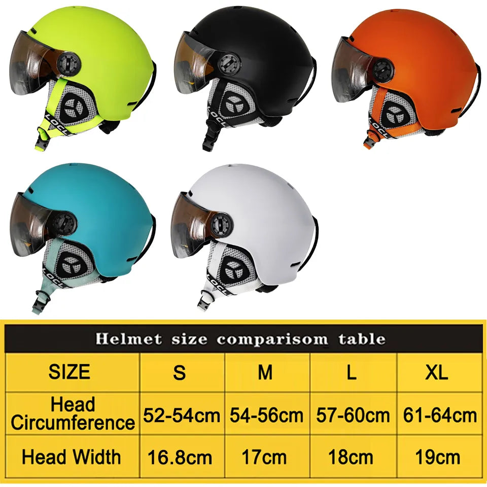 Locle atualização capacete de esqui das mulheres dos homens crianças ultraleve snowboard skate motocicleta snowmobile capacete viseira óculos