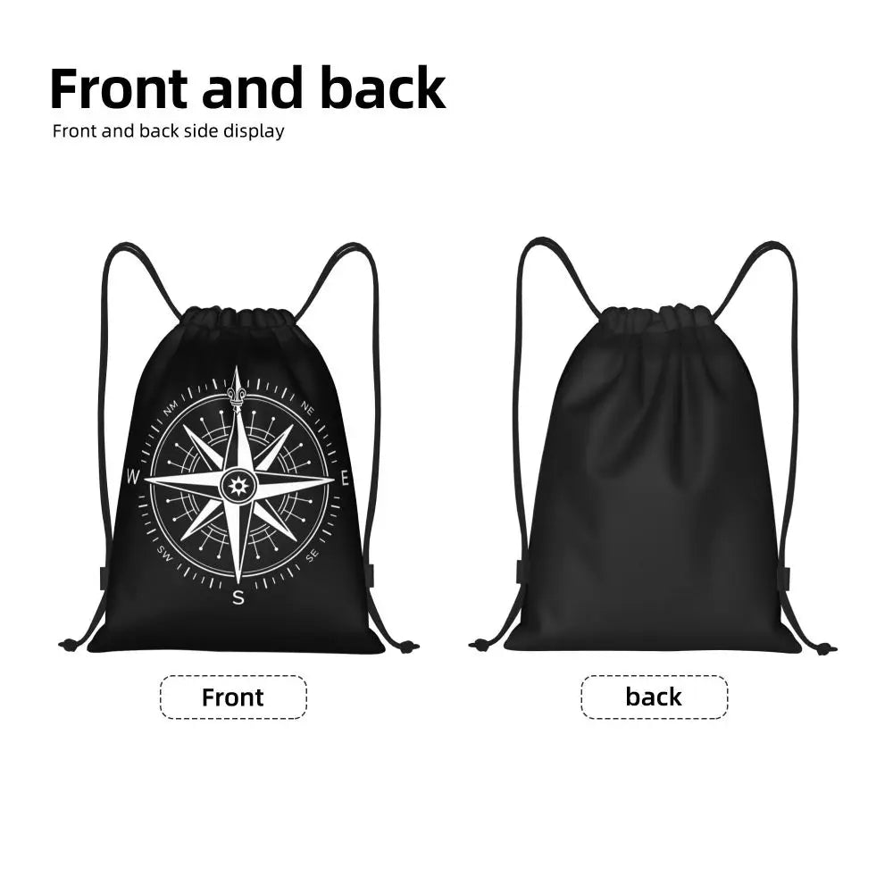 Custom Nautical Navy Anchor Pattern Drawstring Bags Women Men Lightweight Sailing Sailor Sports Gym Storage Backpack