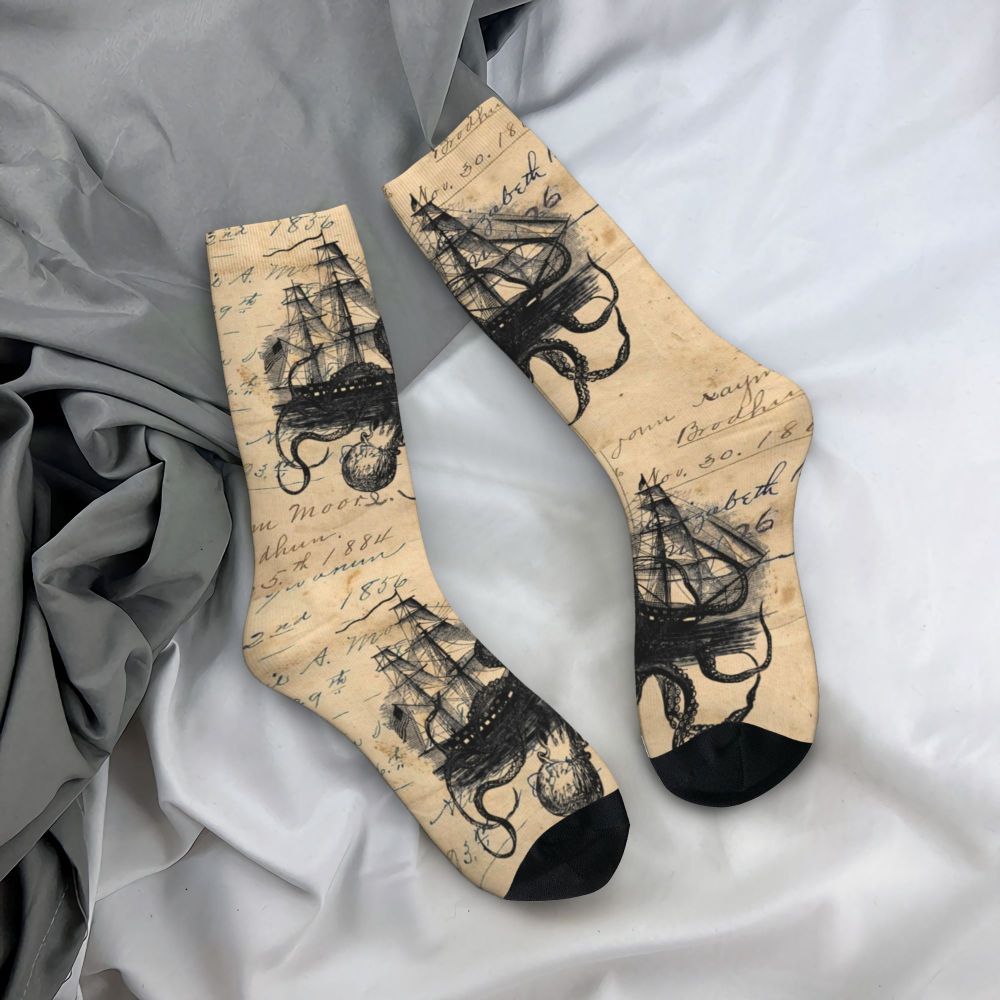 Cool Work Like A Captain Party Like A Pirate Socks Men Women Warm 3D Printed Nautical Skull Sailor Sports Basketball Socks