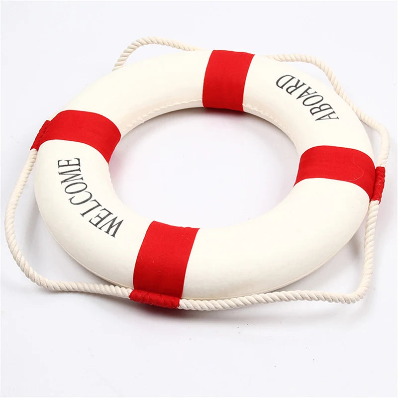 Nautical Style Welcome Decorative Red Blue Life Buoy Home Marine Beach Wall Decoration Life Buoy Crafts Living Room Decoration