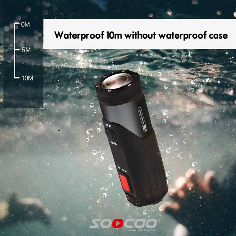 SOOCOO S20 + 4K Câmera de ação Câmera subaquática à prova d'água Esporte Câmera preta Bala para arma de bicicleta Capacete de bicicleta Resistente à água