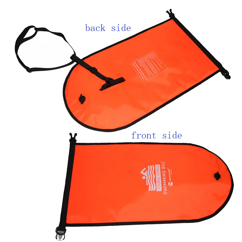 20L Inflatable Open Swimming Buoy Tow Float Dry Bag Double Air Bag with Waist Belt for Swimming Water Sport Storage Safety bag