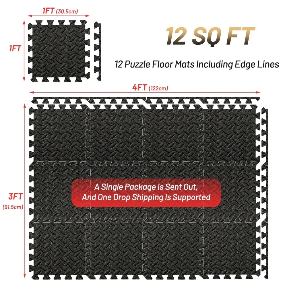 4~12Pcs Puzzle Fitness Mat, Eva Interlocking Foam Floor Tiles for Home Gym, Home Gym Equipment Mat, Non-Slip Floor Mat for Kids