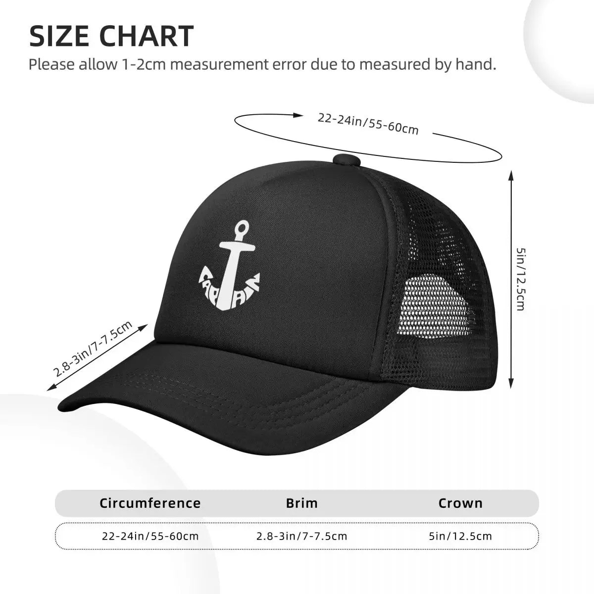 Captain's Anchor Trucker Caps Unisex Sport Nautical Dad Hat Sun Caps Sun Caps Adjustable Snapback Caps Mesh Baseball Caps Summer