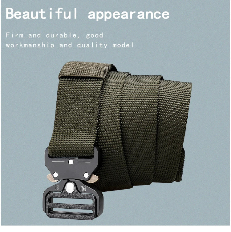 Men's Outdoor Hunting Metal Tactical Belt Alloy Buckle Nautical Canvas Premium Unisex Nylon Sports Belt