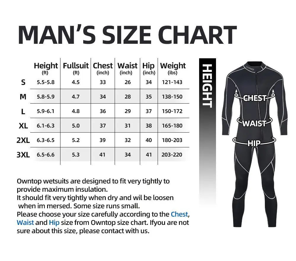 DEMMET 1.5MM Neoprene One-piece Wetsuit Men's Long Sleeves Front Unzipper To Keep Warm And Cold Surf Snorkeling Kayak