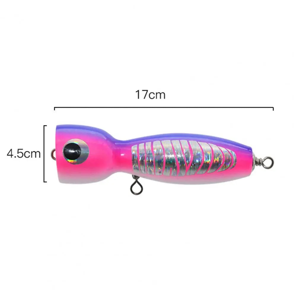 17cm/80g Oversize Bowl Mouth Colorful Painting Lure Bait 3D Big Eyes Sea Fishing Wooden Popper Fake Bait Fishing Supplies