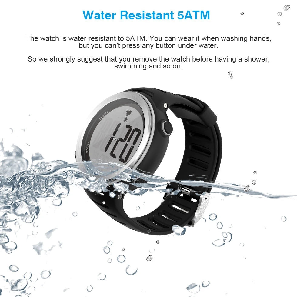 50M Waterproof Heart Rate Monitor Sport Fitness Watch Men Women Outdoor Cycling Sport Wireless With Chest Strap Heart Rate